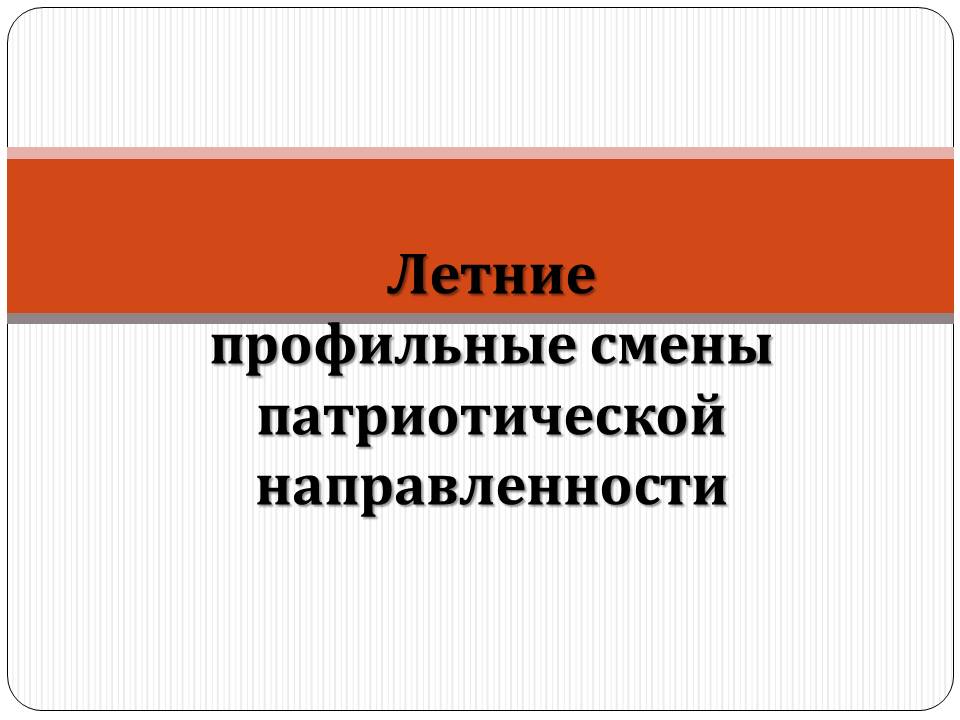 Летние профильные смены патриотической направленности.